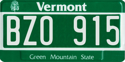 VT license plate BZO915