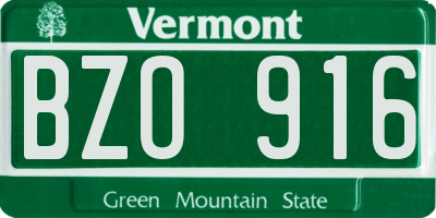 VT license plate BZO916