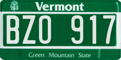VT license plate BZO917