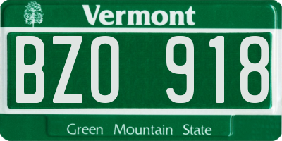 VT license plate BZO918