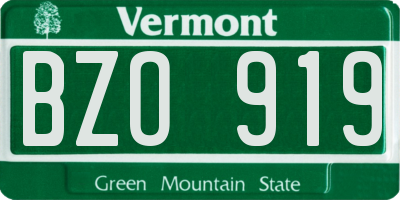 VT license plate BZO919