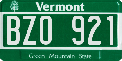 VT license plate BZO921
