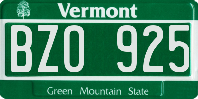 VT license plate BZO925