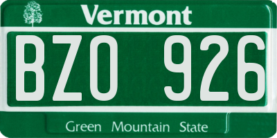 VT license plate BZO926
