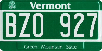 VT license plate BZO927