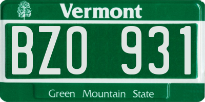 VT license plate BZO931
