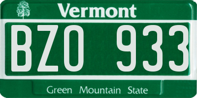 VT license plate BZO933
