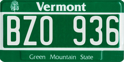 VT license plate BZO936