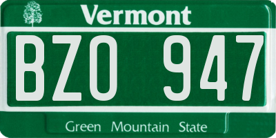 VT license plate BZO947