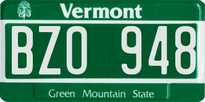 VT license plate BZO948