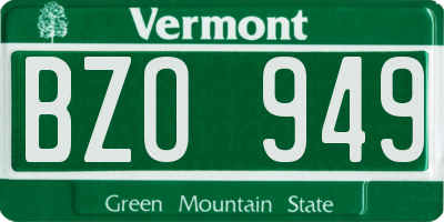 VT license plate BZO949