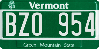 VT license plate BZO954