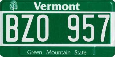 VT license plate BZO957