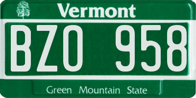 VT license plate BZO958