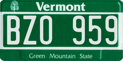 VT license plate BZO959