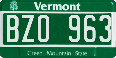 VT license plate BZO963