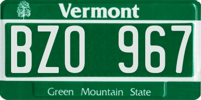 VT license plate BZO967