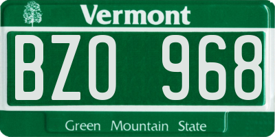 VT license plate BZO968