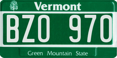 VT license plate BZO970