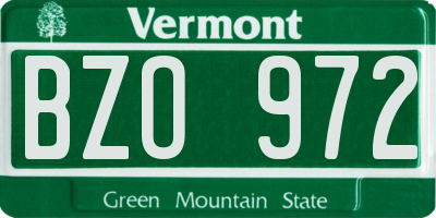 VT license plate BZO972