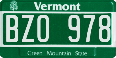 VT license plate BZO978