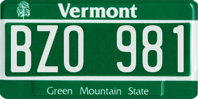 VT license plate BZO981