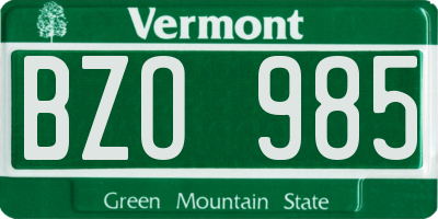VT license plate BZO985
