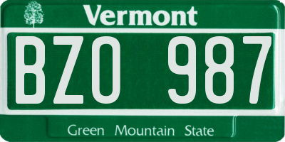 VT license plate BZO987