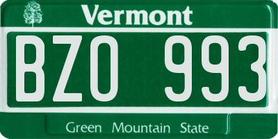 VT license plate BZO993