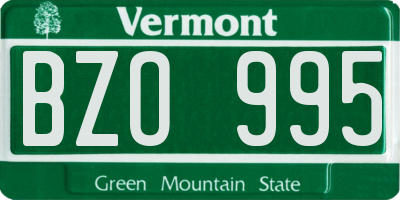 VT license plate BZO995