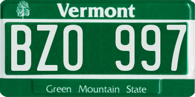 VT license plate BZO997