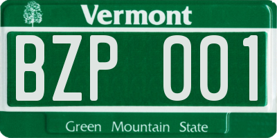 VT license plate BZP001