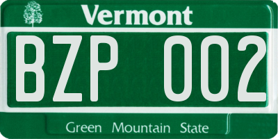 VT license plate BZP002