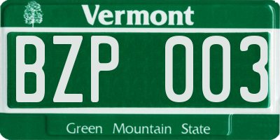 VT license plate BZP003