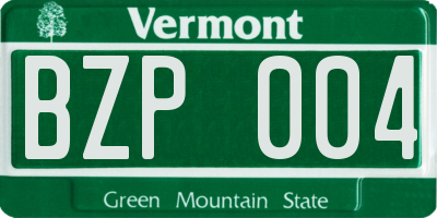 VT license plate BZP004