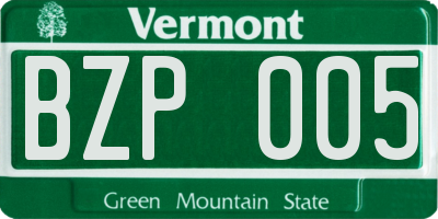 VT license plate BZP005