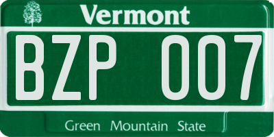 VT license plate BZP007
