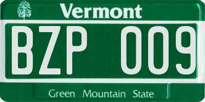 VT license plate BZP009