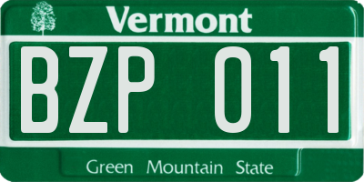 VT license plate BZP011