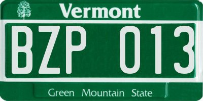 VT license plate BZP013