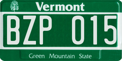 VT license plate BZP015