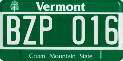 VT license plate BZP016