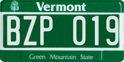 VT license plate BZP019