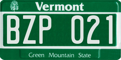 VT license plate BZP021
