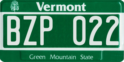 VT license plate BZP022