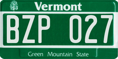 VT license plate BZP027
