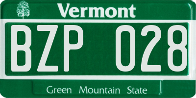 VT license plate BZP028