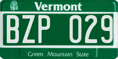 VT license plate BZP029