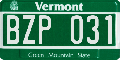 VT license plate BZP031