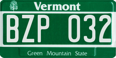 VT license plate BZP032
